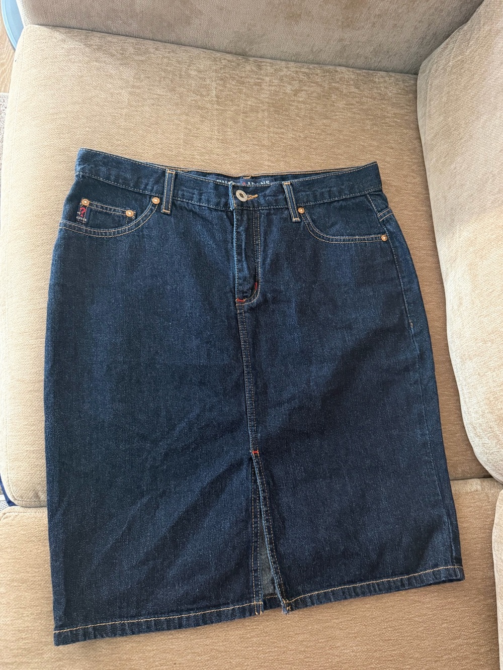 90s 100% cotton Guess Classic Dark Blue  Denim Jeans Skirt
